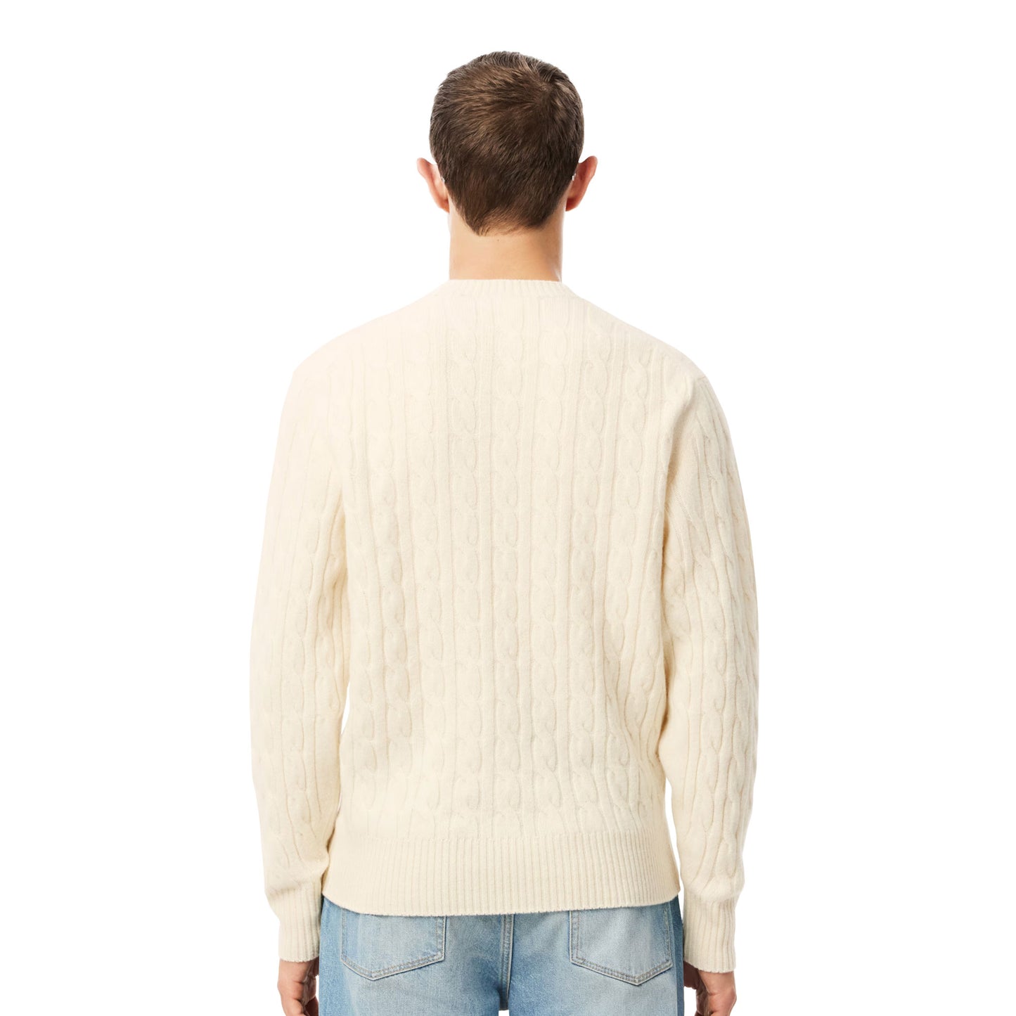 Lacoste Cable Knit Carded Wool Crew Neck Sweater Laponie  - AH2924-XFJ