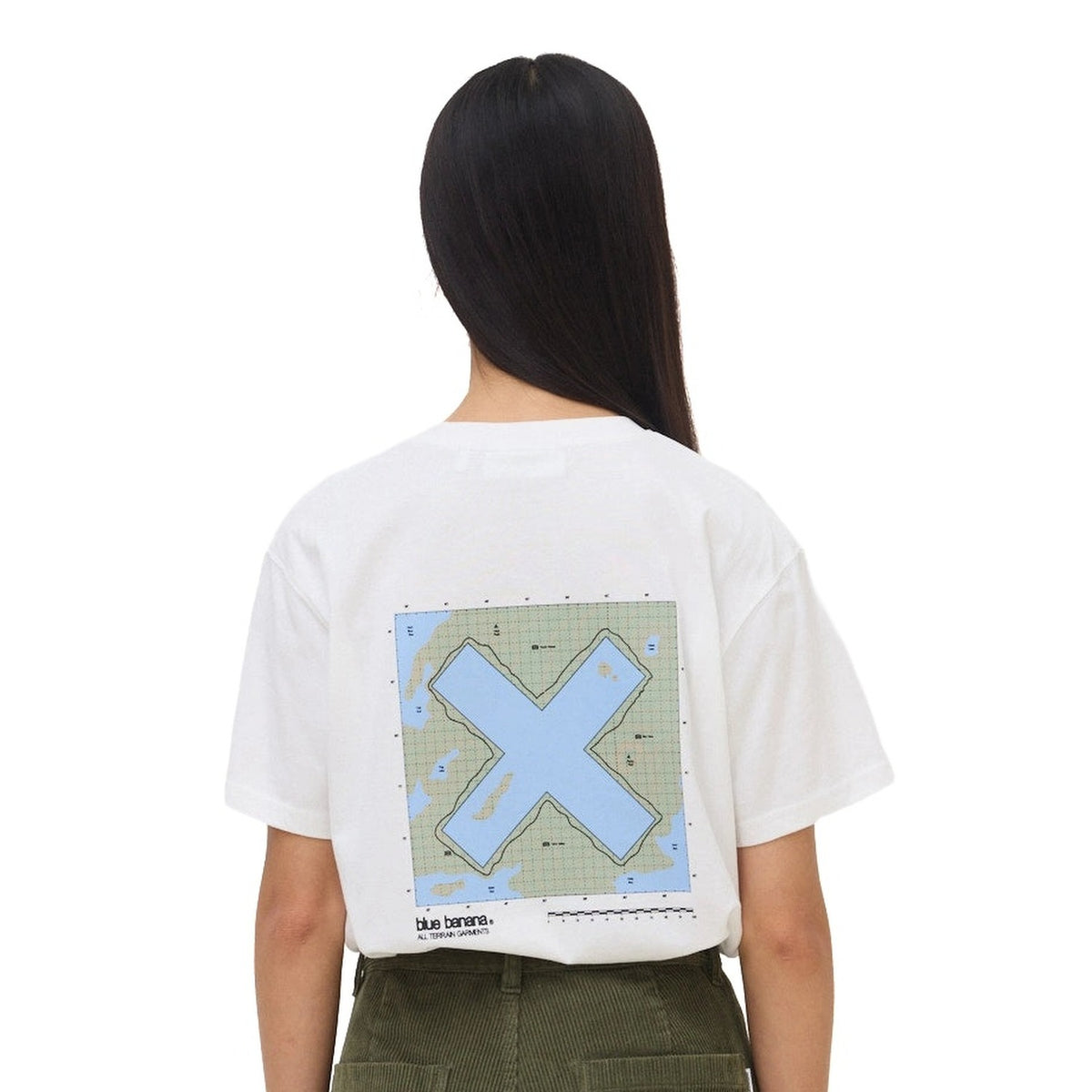 Blue Banana Map Tee White  - AW26UG011MAPWH00