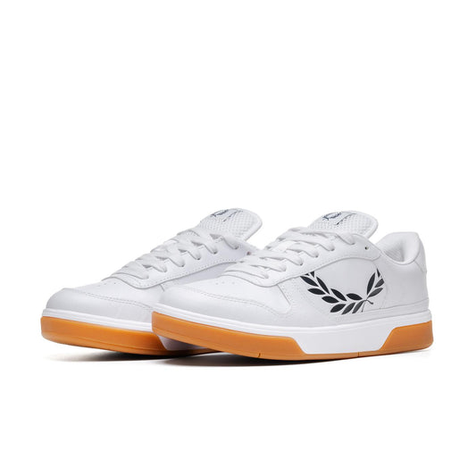 Fred Perry B300 Textured Leather/Branded White/Navy  - B6318-567