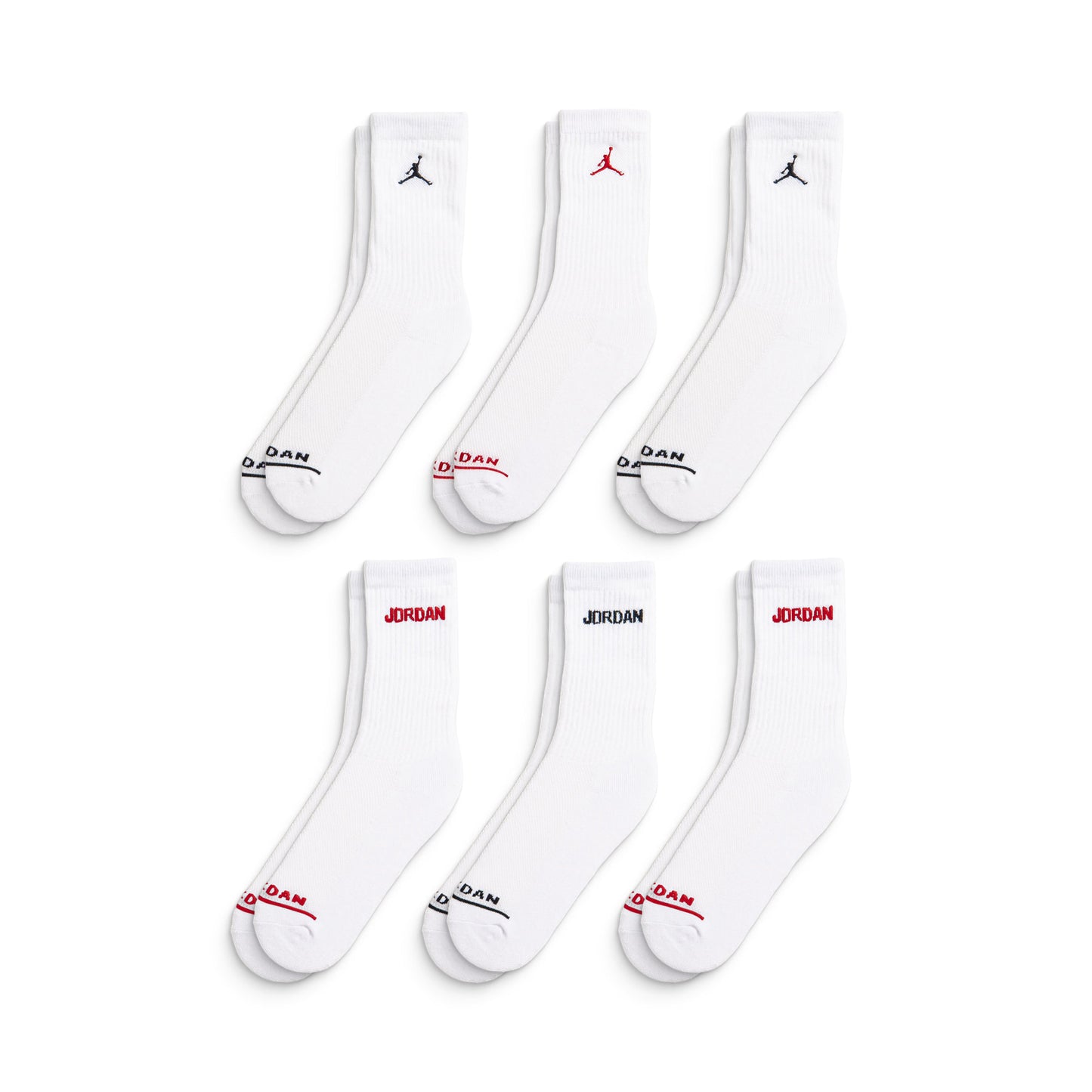 Nike Jordan Boys Legend Crew Socks 6Pk White  - BJ0343-001