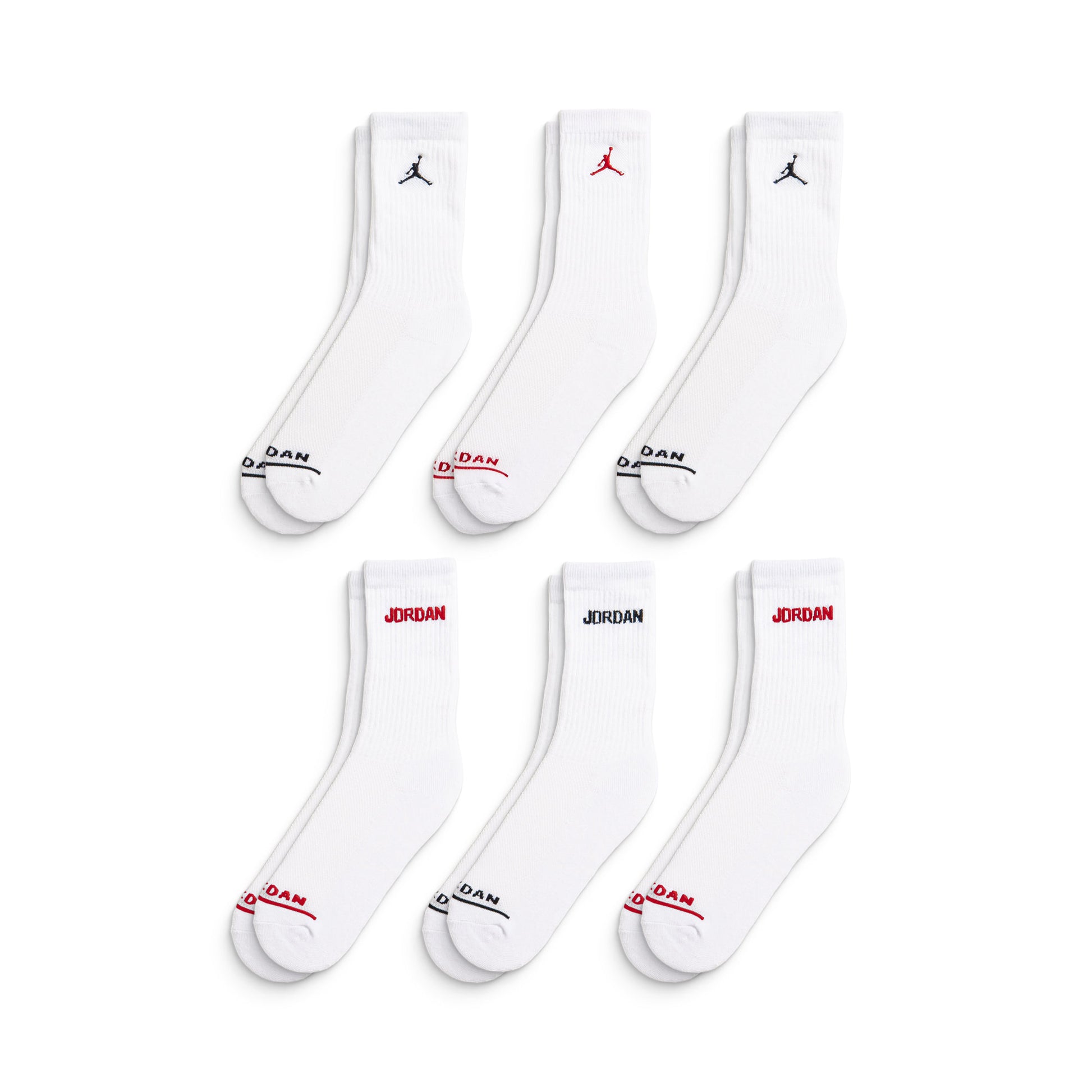 Nike Jordan Boys Legend Crew Socks 6Pk White  - BJ0343-001