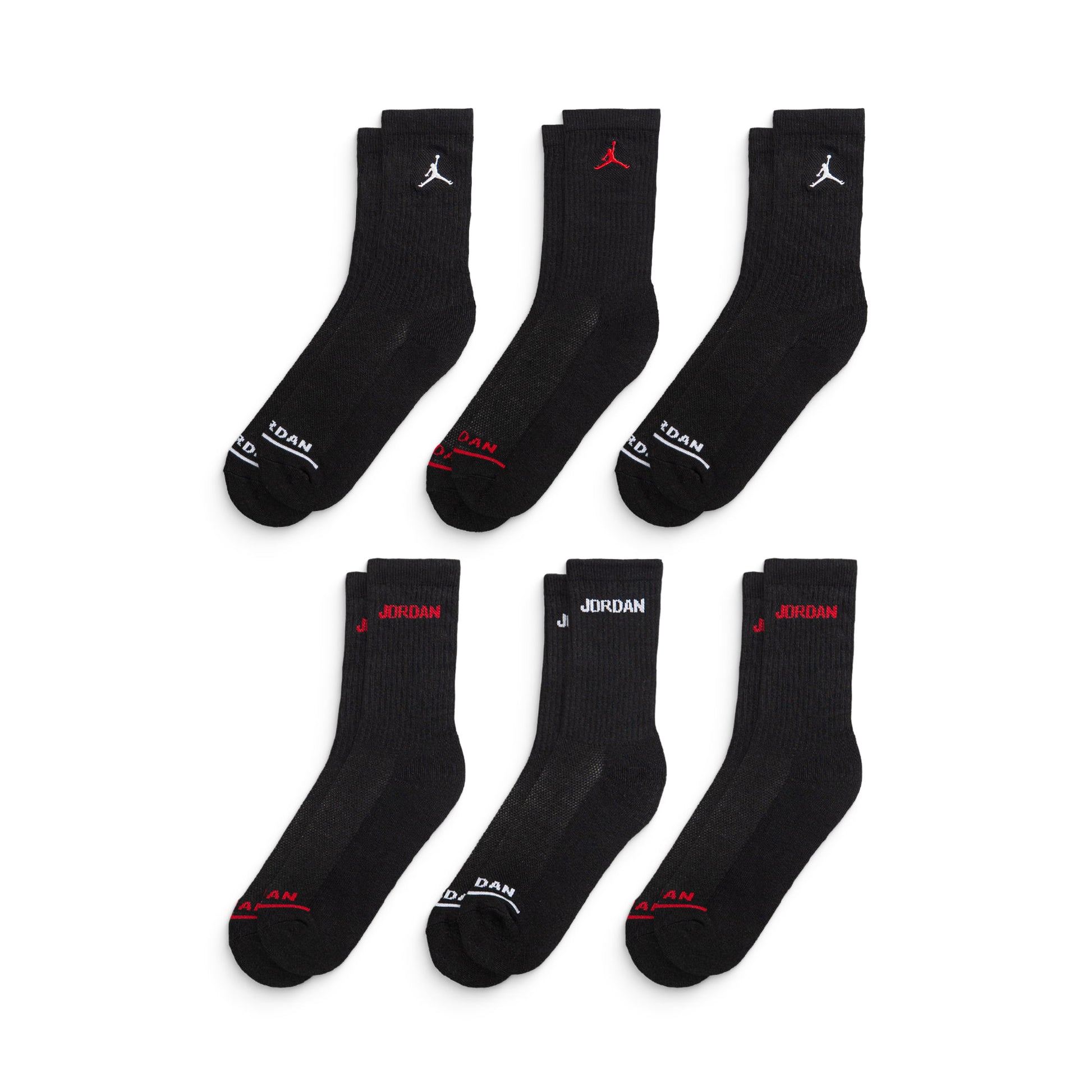 Nike Jordan Boys Legend Crew Socks 6Pk Black  - BJ0343-023