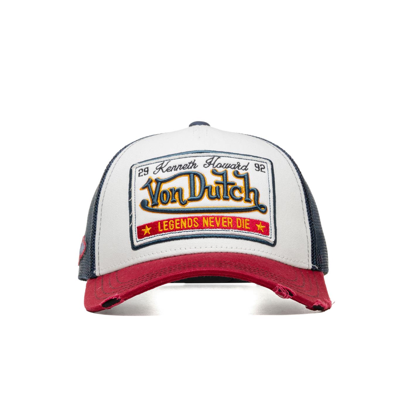 Von Dutch Legends Never Die Trucker Cap White/Burgundy/Navy  - CAS-WB07