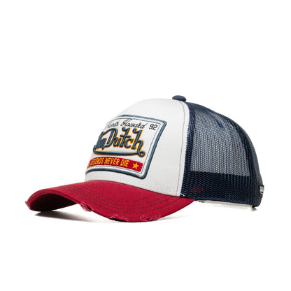 Von Dutch Legends Never Die Trucker Cap White/Burgundy/Navy  - CAS-WB07