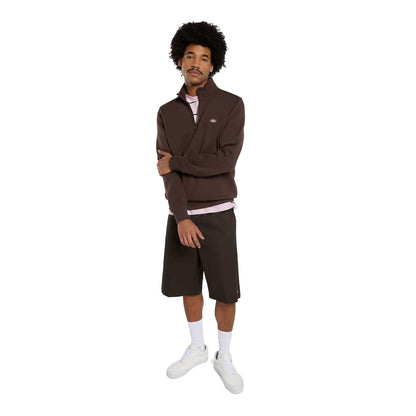 Dickies Oakport Quarter Zip Sweat Chocolate Brown
