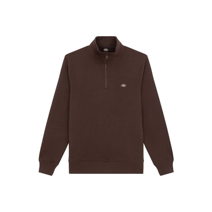 Dickies Oakport Quarter Zip Sweat Chocolate Brown