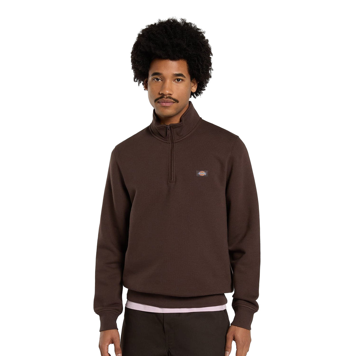 Dickies Oakport Quarter Zip Sweat Chocolate Brown