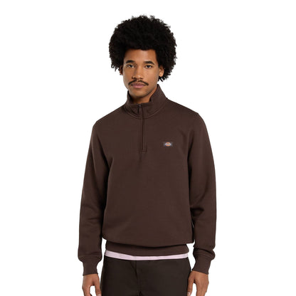 Dickies Oakport Quarter Zip Sweat Chocolate Brown