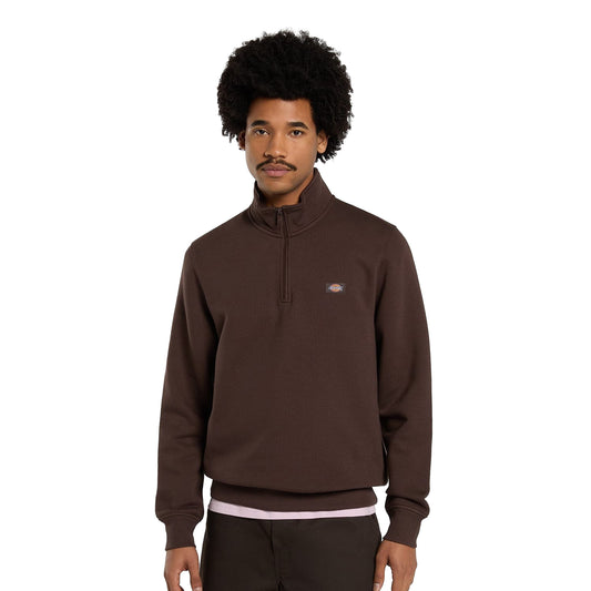 Dickies Oakport Quarter Zip Sweat Chocolate Brown
