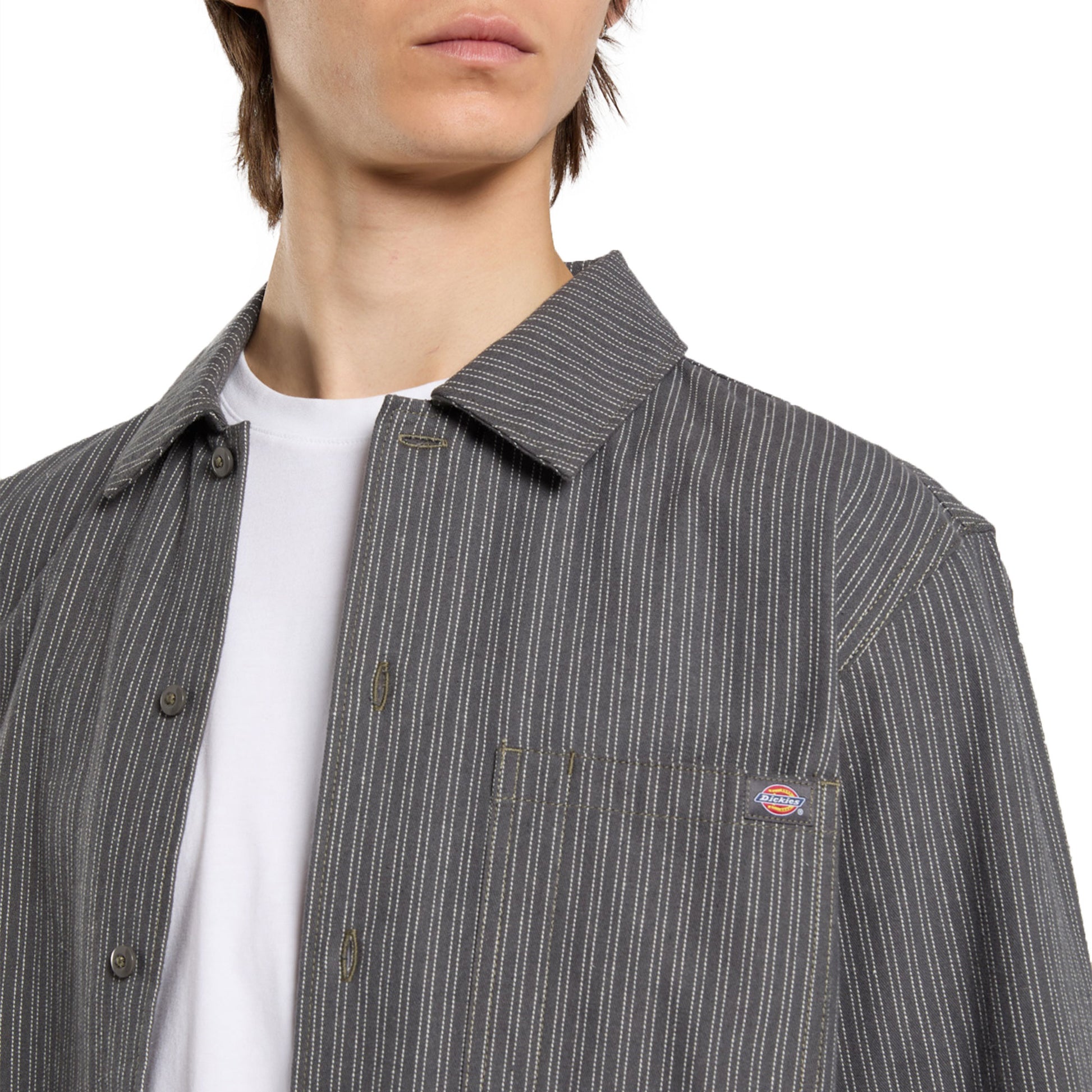 Dickies Lima Pinstripe LS Shirt Charcoal  - DK0A88O20CH