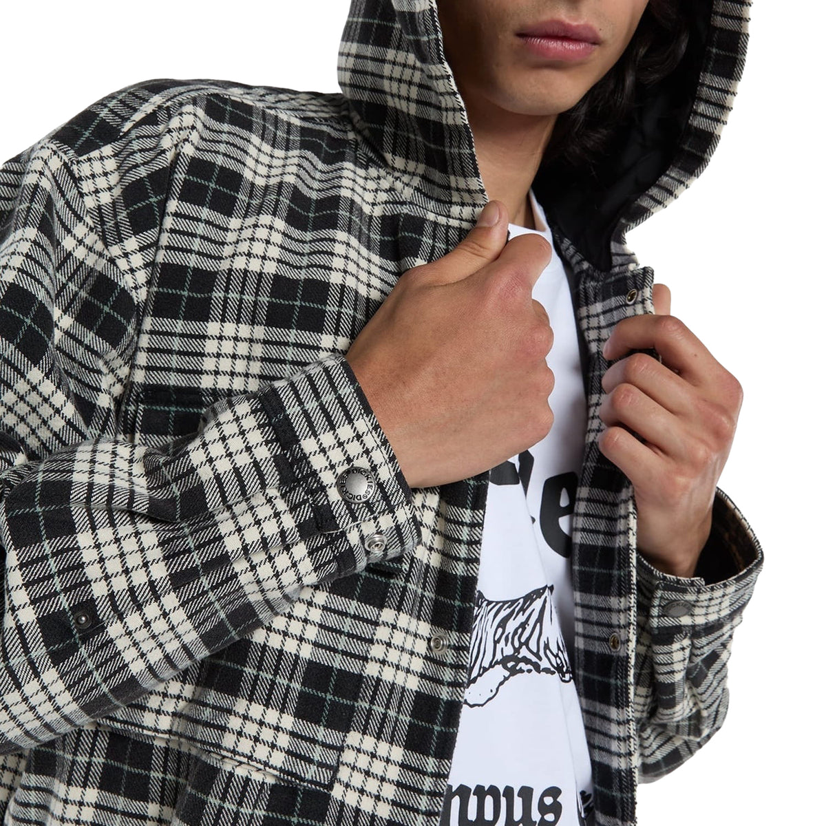 Dickies Laughlin Hooded Flannel Shacket Black