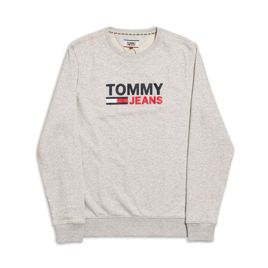 Tommy Jeans Corp Logo Crew Neck Sweatshirt Pale Grey Heather  - DM07930PPP