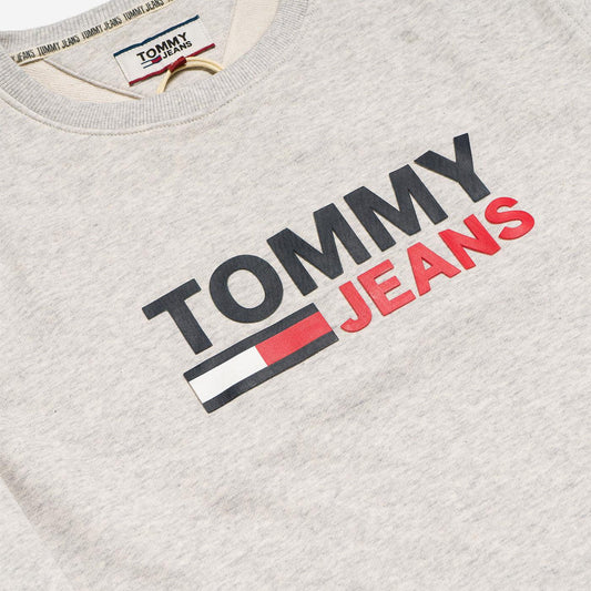 Tommy Jeans Corp Logo Crew Neck Sweatshirt Pale Grey Heather  - DM07930PPP