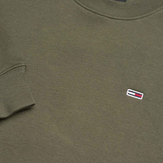 Tommy Jeans Reg S Flag Crew Fatigue Green  - DM0DM20741M12