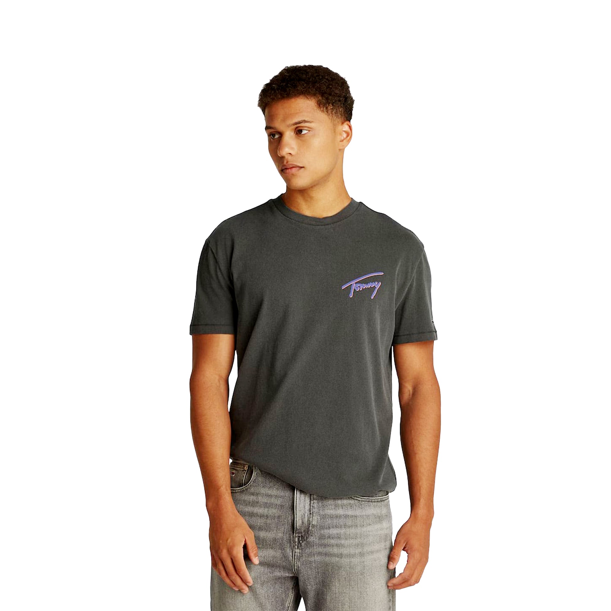Tommy Jeans Relaxed Faded Graphic Logo Tee Black  - DM0DM20768BDS