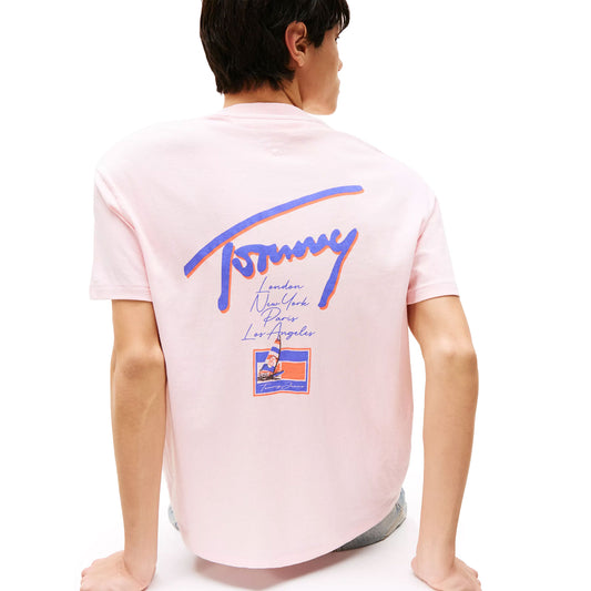 Tommy Jeans Relaxed Faded Graphic Logo Tee Precious Pink  - DM0DM20768TH3