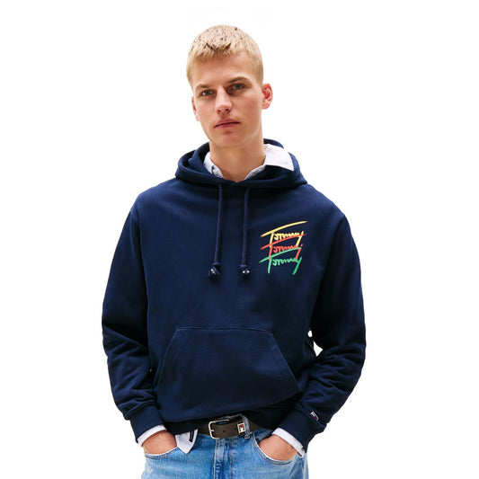 Tommy Jeans Relax 3 Color Signature Hoodie Dark Night Navy  - DM0DM21372C1G