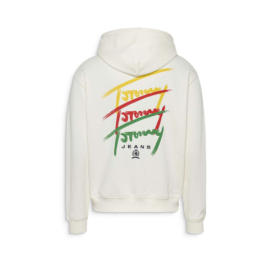 Tommy Jeans Relax 3 Color Signature Hoodie Ancient White  - DM0DM21372YBH