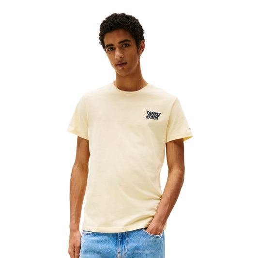 Tommy Jeans Slim Bubble Print Tee Custard Cream  - DM0DM21863ZGA