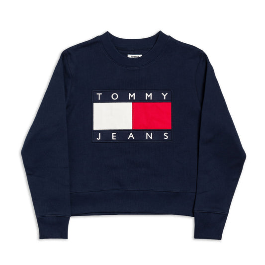 Tommy Jeans Flag Cropped Sweatshirt Black Iris  - DW07414CBK