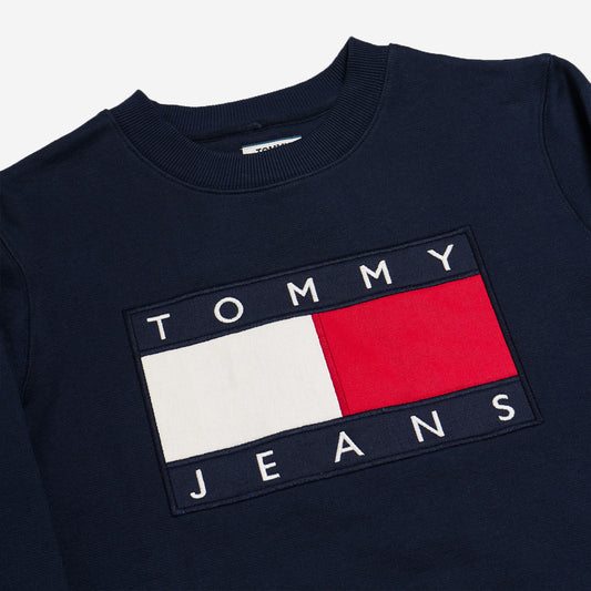Tommy Jeans Flag Cropped Sweatshirt Black Iris  - DW07414CBK