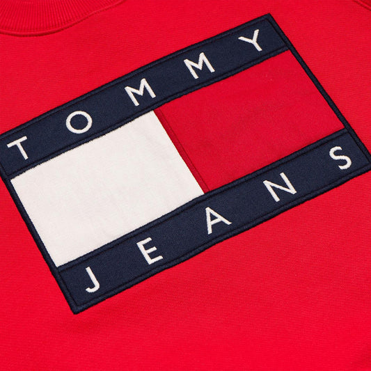Tommy Jeans Flag Cropped Sweatshirt Racing Red  - DW07414XA9