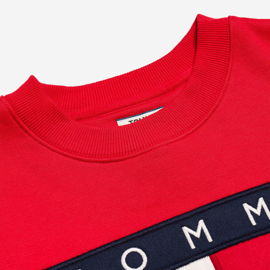 Tommy Jeans Flag Cropped Sweatshirt Racing Red  - DW07414XA9