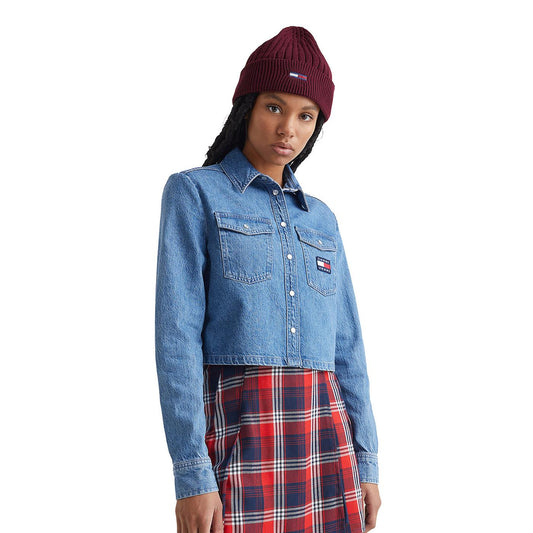 Tommy Jeans Cropped Denim Shirt Denim Medium  - DW0DW145531A5