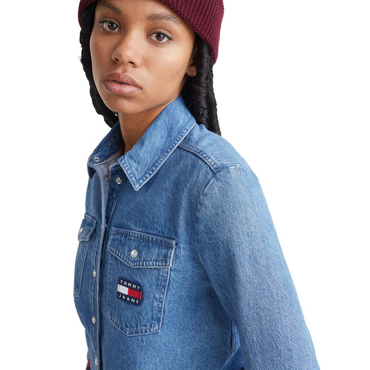 Tommy Jeans Cropped Denim Shirt Denim Medium  - DW0DW145531A5
