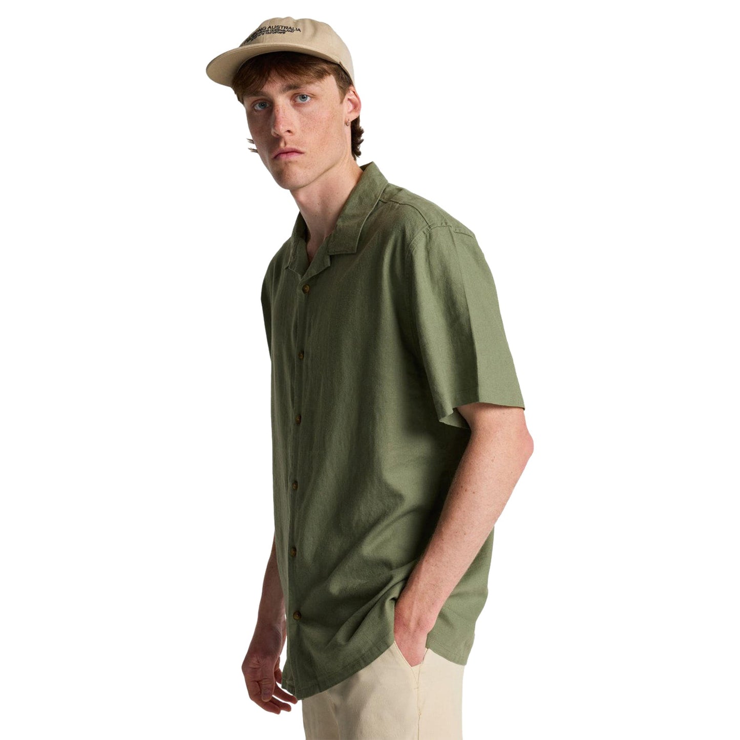 Billabong Vacay Linen S/S Shirt Moss Green  - EBYWT03030-GLW0