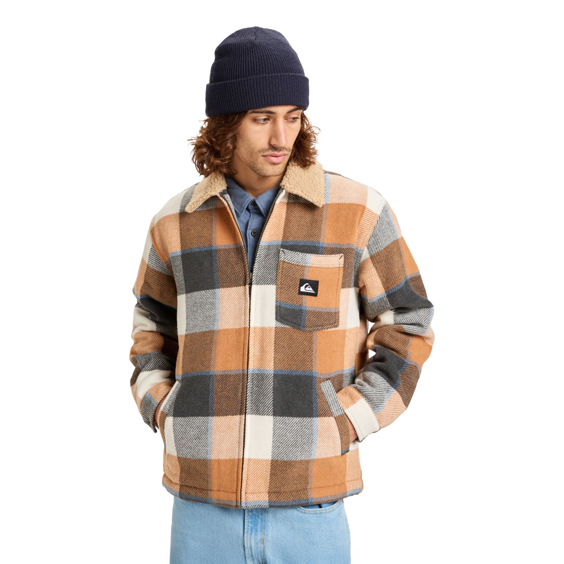 Quiksilver DNA Sherpa Jacket Almond Sherpa Harrington  - EQYJK04201-CMD1
