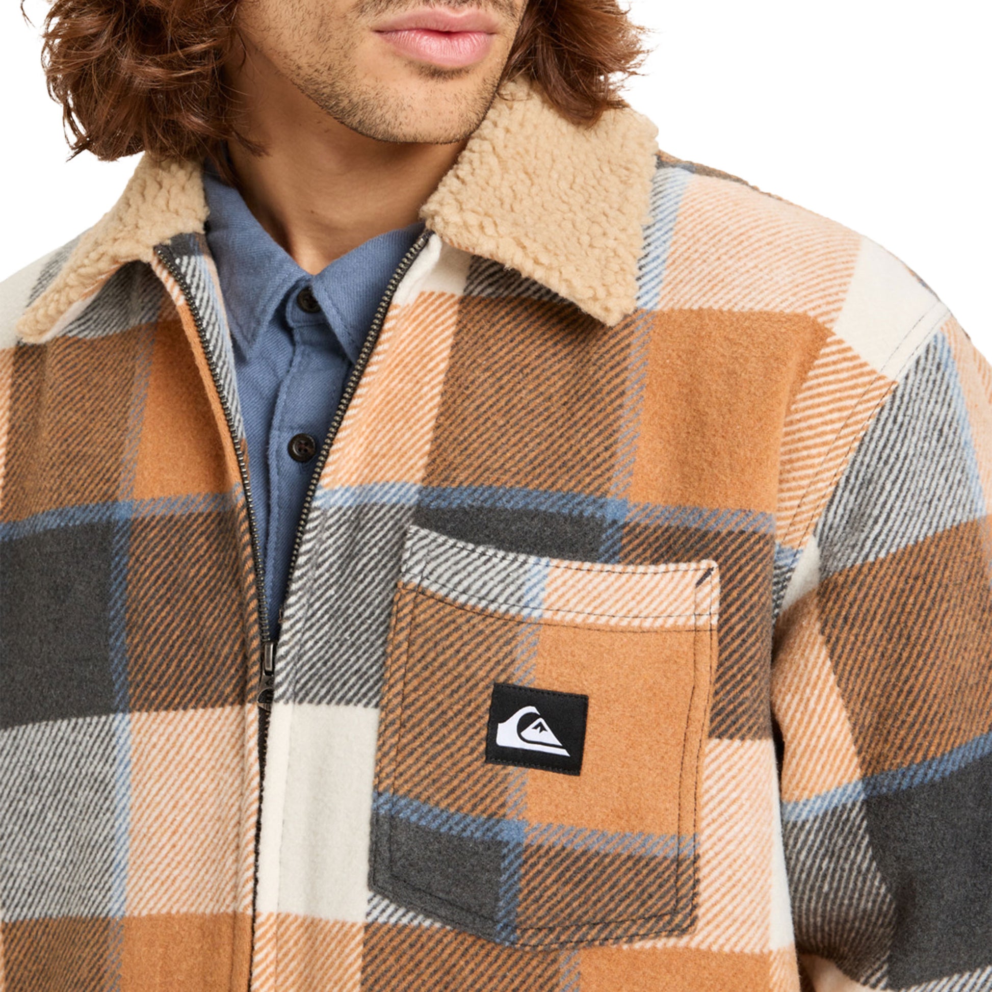Quiksilver DNA Sherpa Jacket Almond Sherpa Harrington  - EQYJK04201-CMD1