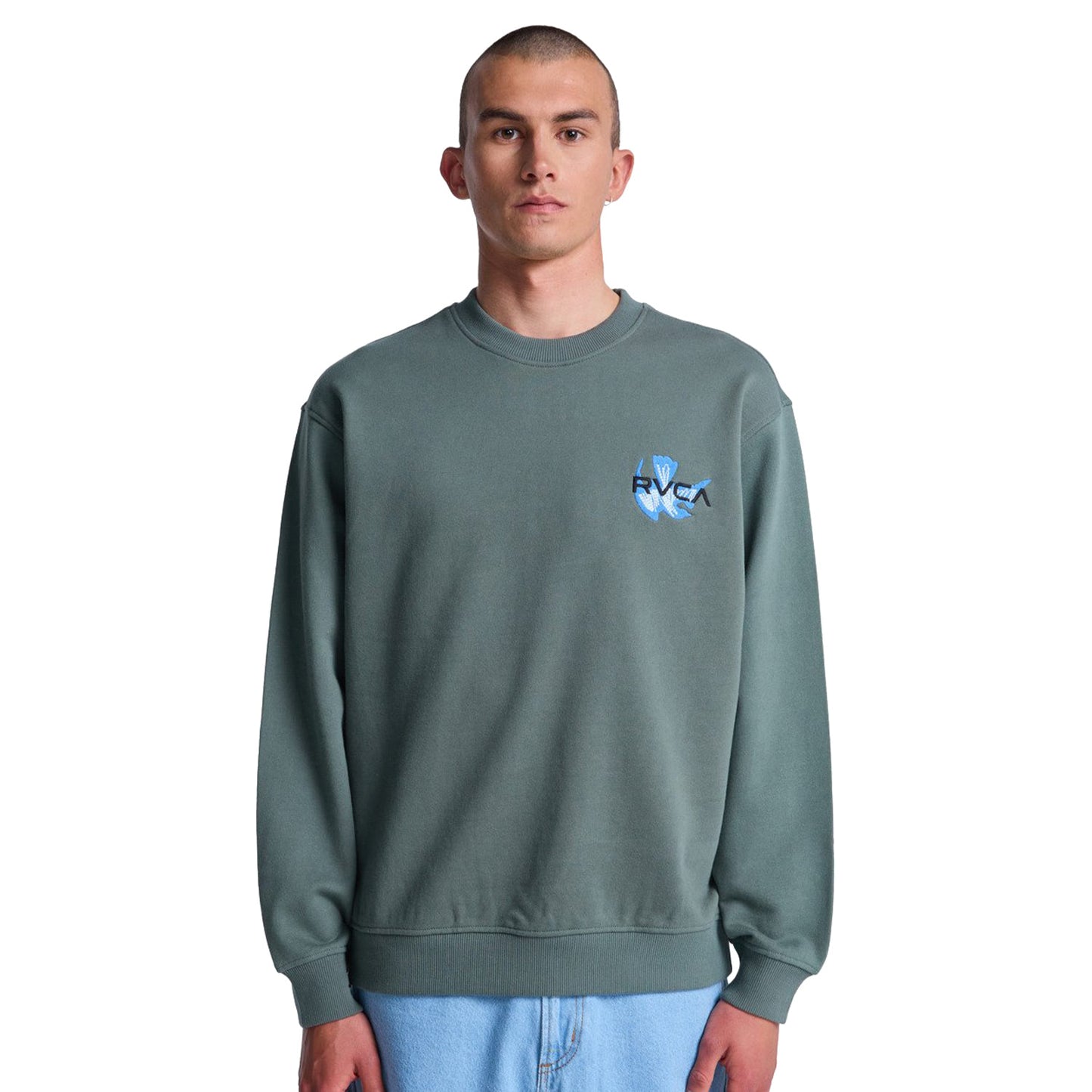 RVCA Antonia Figueiredo Twin Tulips Crew Sage Leaf  - EVYSF00147-SLE