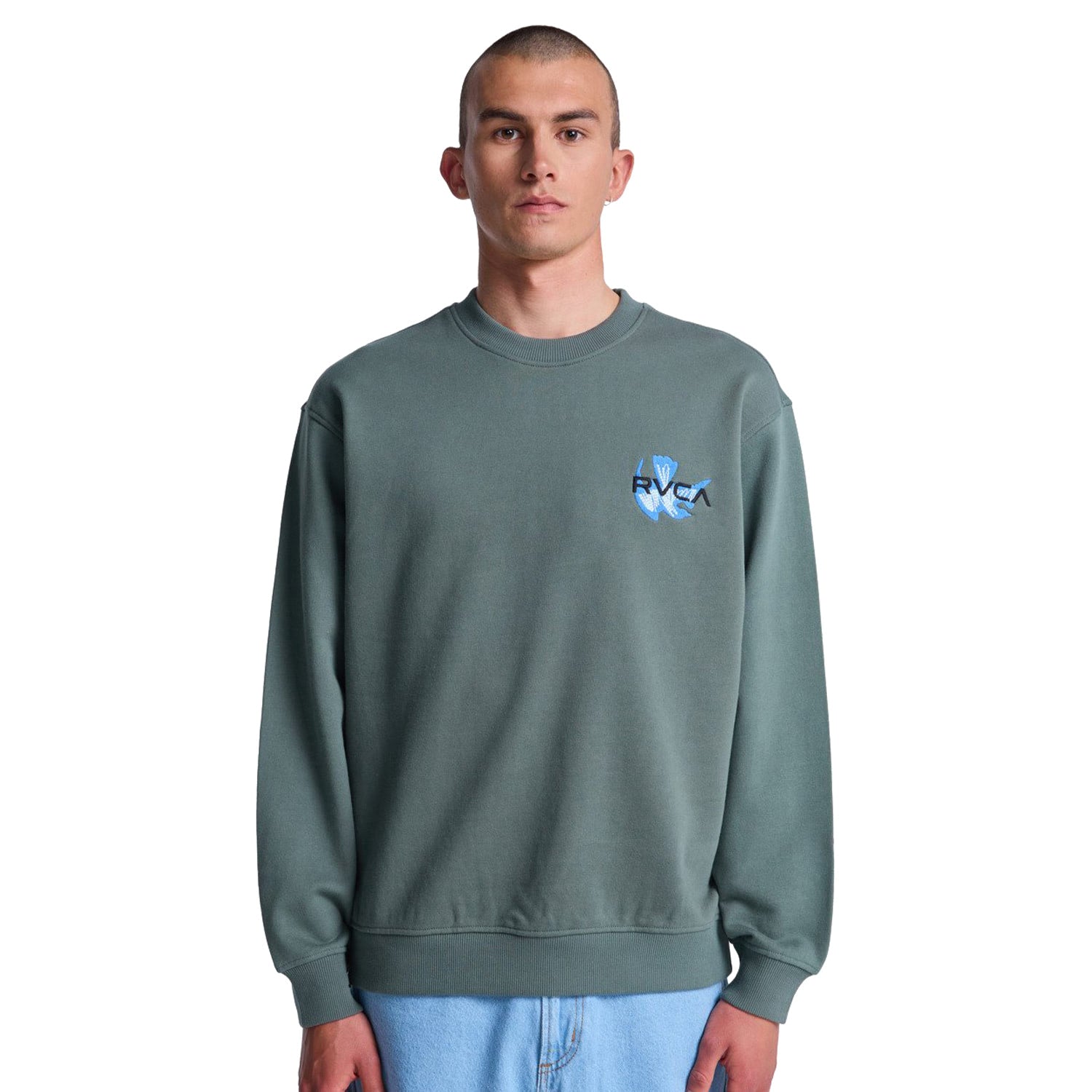 RVCA Antonia Figueiredo Twin Tulips Crew Sage Leaf  - EVYSF00147-SLE