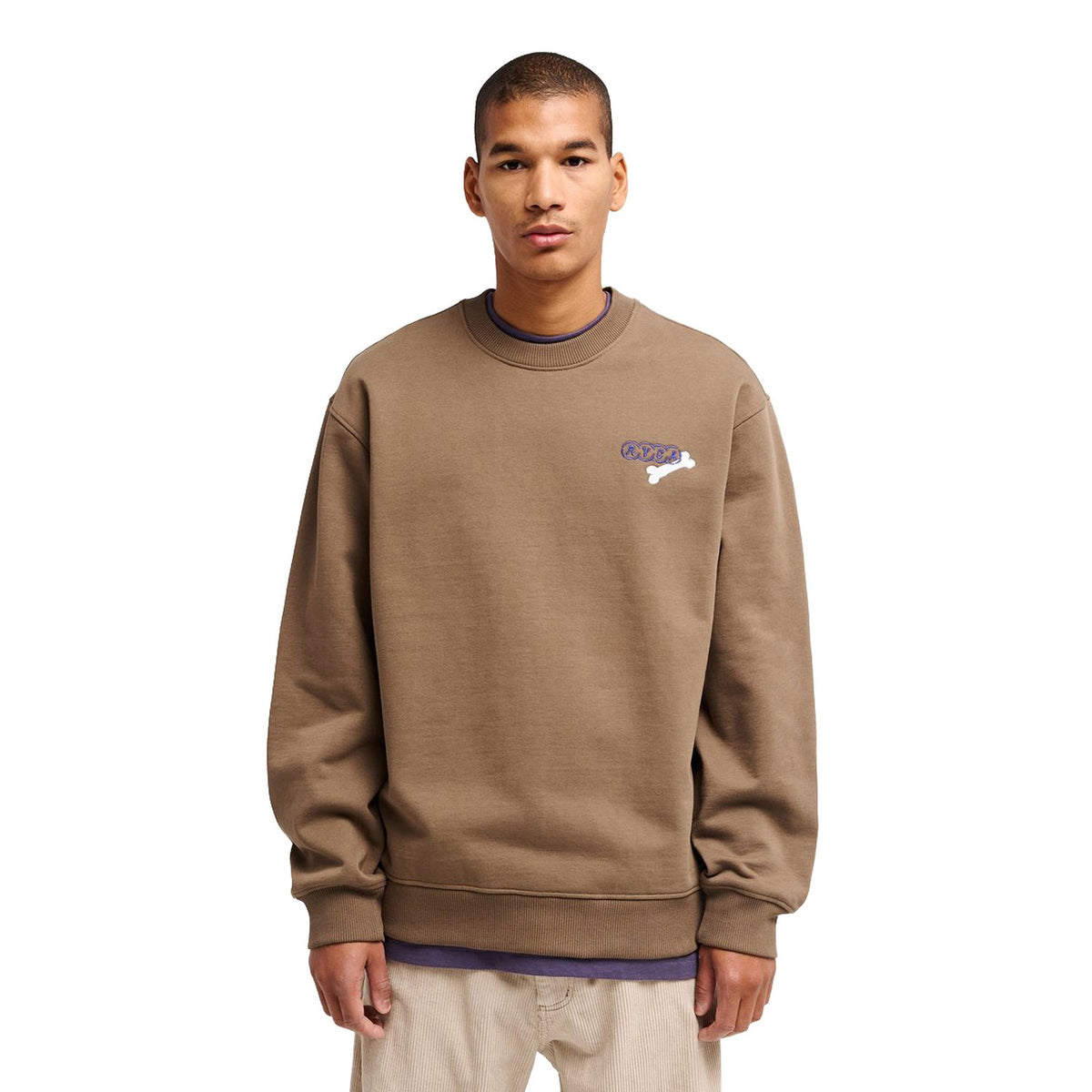 RVCA Dalas Tiger Palm Crew Wood  - EVYSF00168-WOO