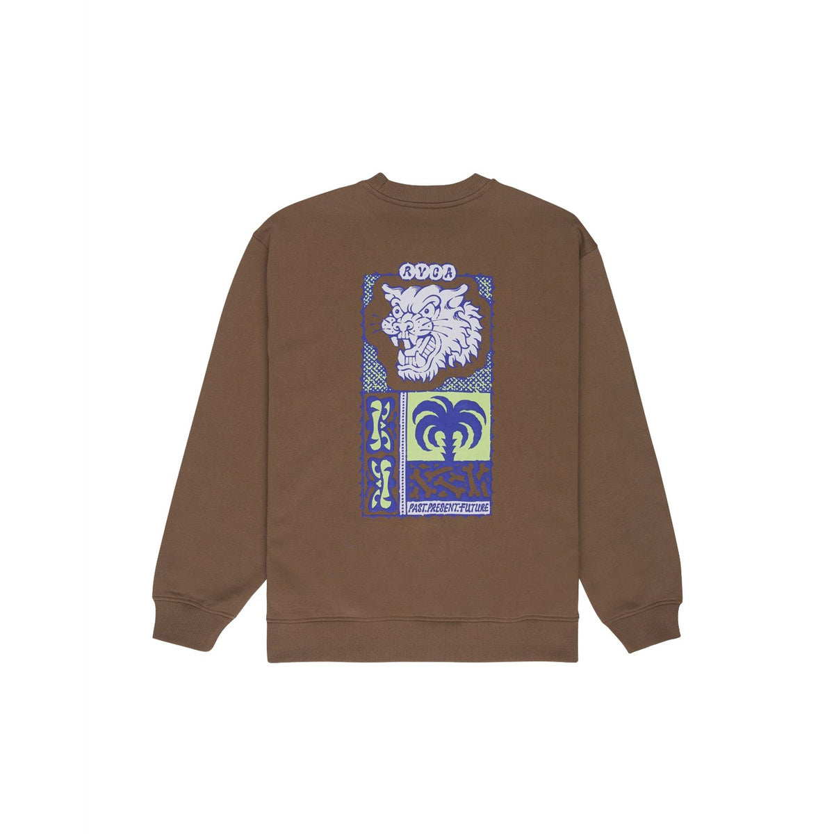 RVCA Dalas Tiger Palm Crew Wood  - EVYSF00168-WOO