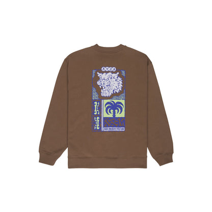 RVCA Dalas Tiger Palm Crew Wood  - EVYSF00168-WOO