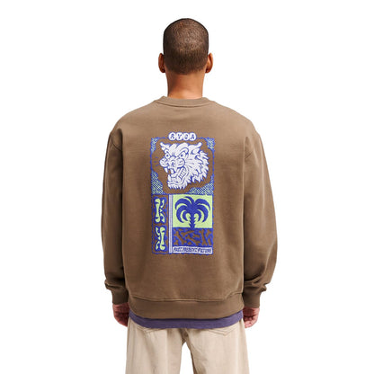 RVCA Dalas Tiger Palm Crew Wood  - EVYSF00168-WOO