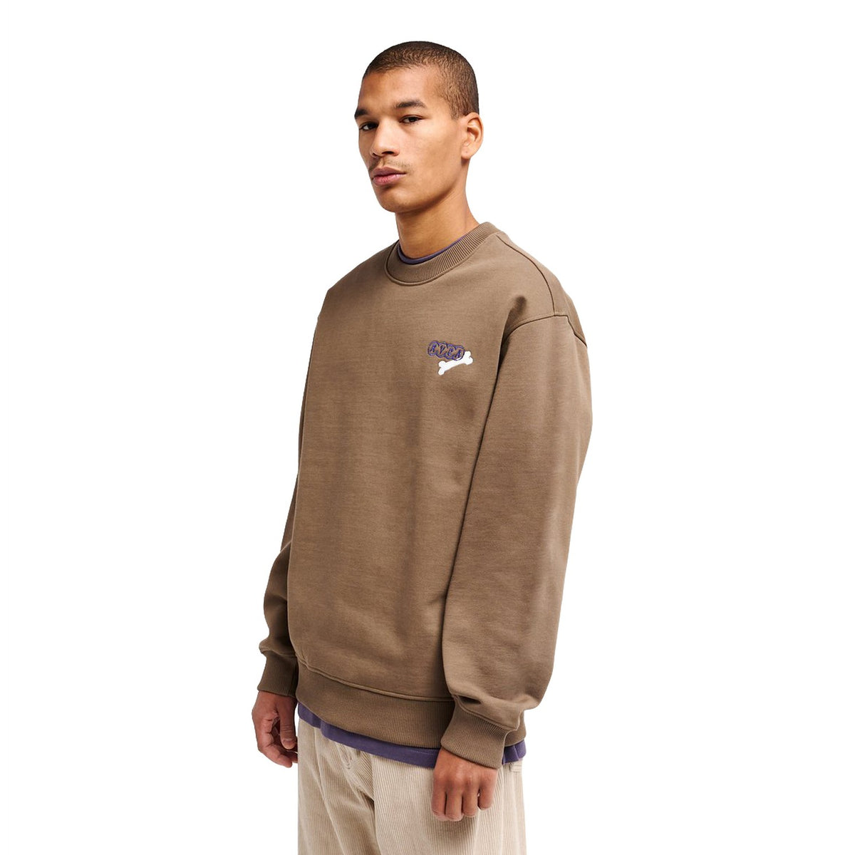 RVCA Dalas Tiger Palm Crew Wood  - EVYSF00168-WOO