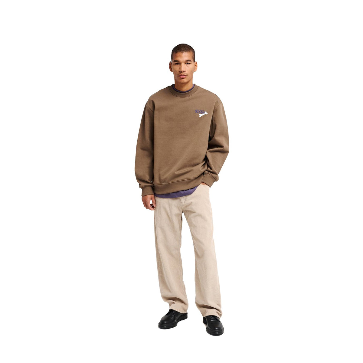 RVCA Dalas Tiger Palm Crew Wood  - EVYSF00168-WOO