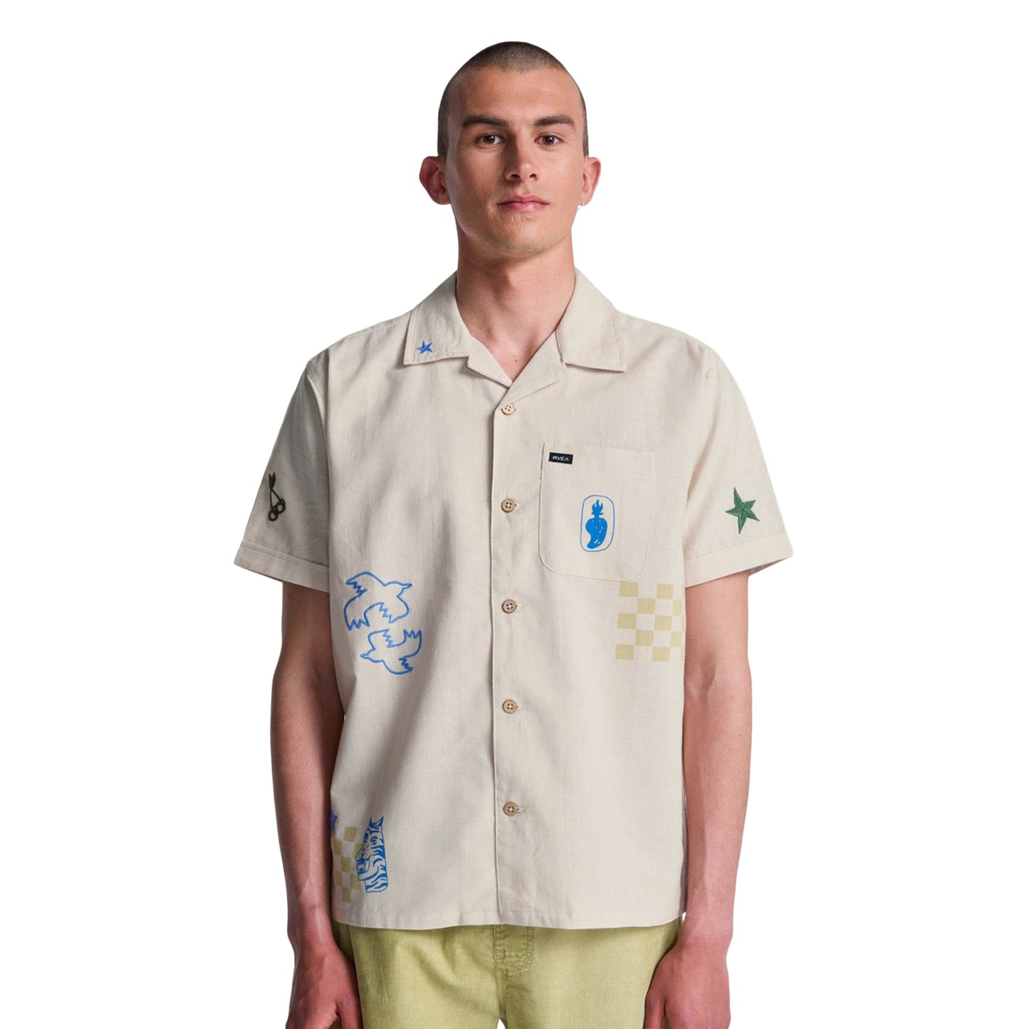 RVCA Antonia Figueiredo Elements SS Shirt Moonbeam  - EVYWT03002-SEZ0