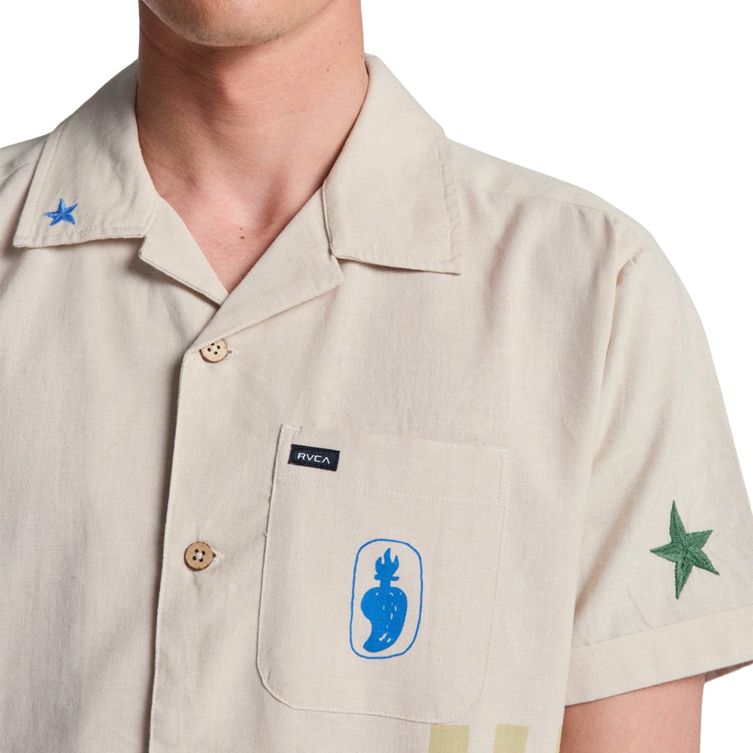 RVCA Antonia Figueiredo Elements SS Shirt Moonbeam  - EVYWT03002-SEZ0