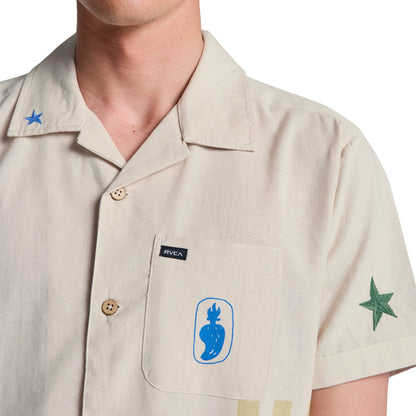 RVCA Antonia Figueiredo Elements SS Shirt Moonbeam  - EVYWT03002-SEZ0