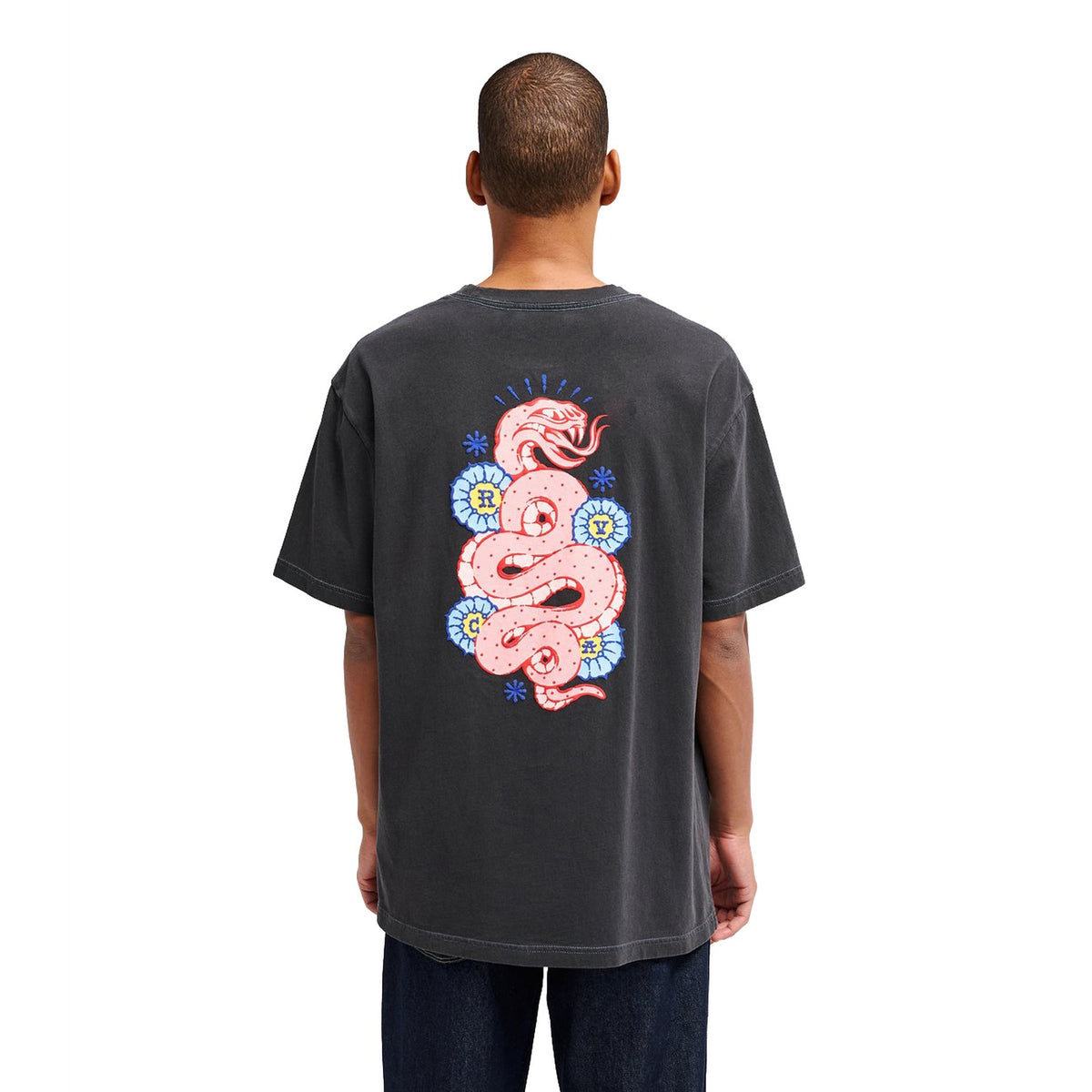 RVCA Dalas Snake Tee Washed Black  - EVYZT00372-KTA0