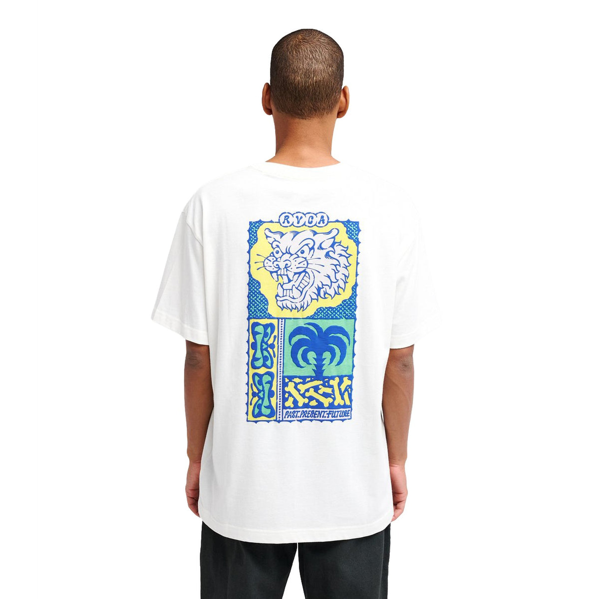 RVCA Dalas Tiger Palm Tee Antique White  - EVYZT00377-ANW