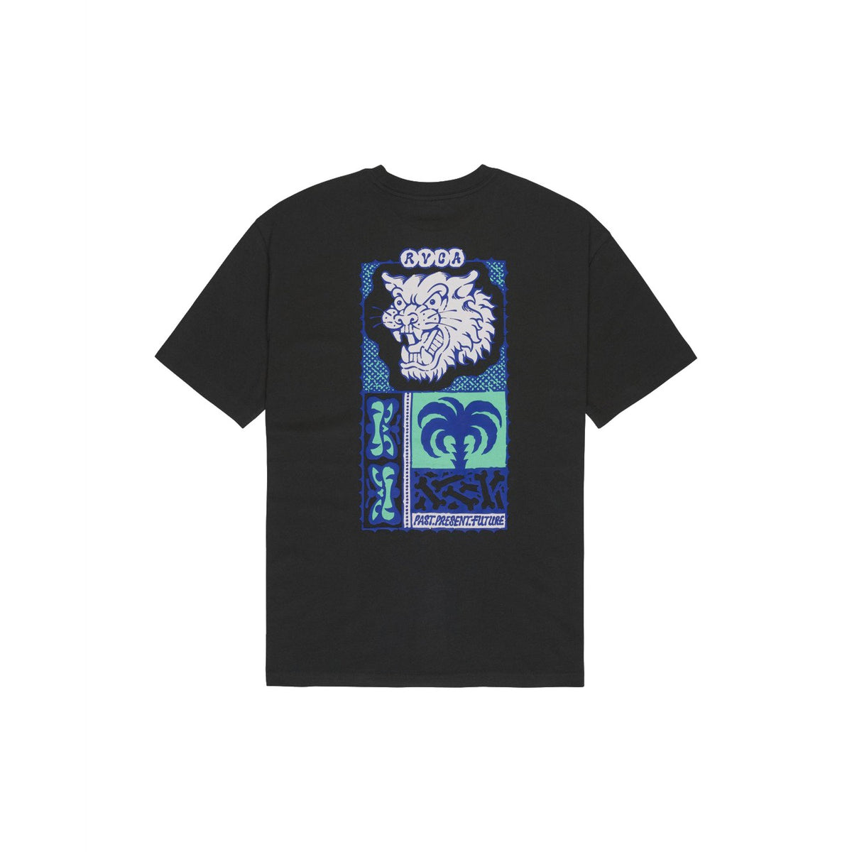 RVCA Dalas Tiger Palm Tee Pirate Black  - EVYZT00377-PTK