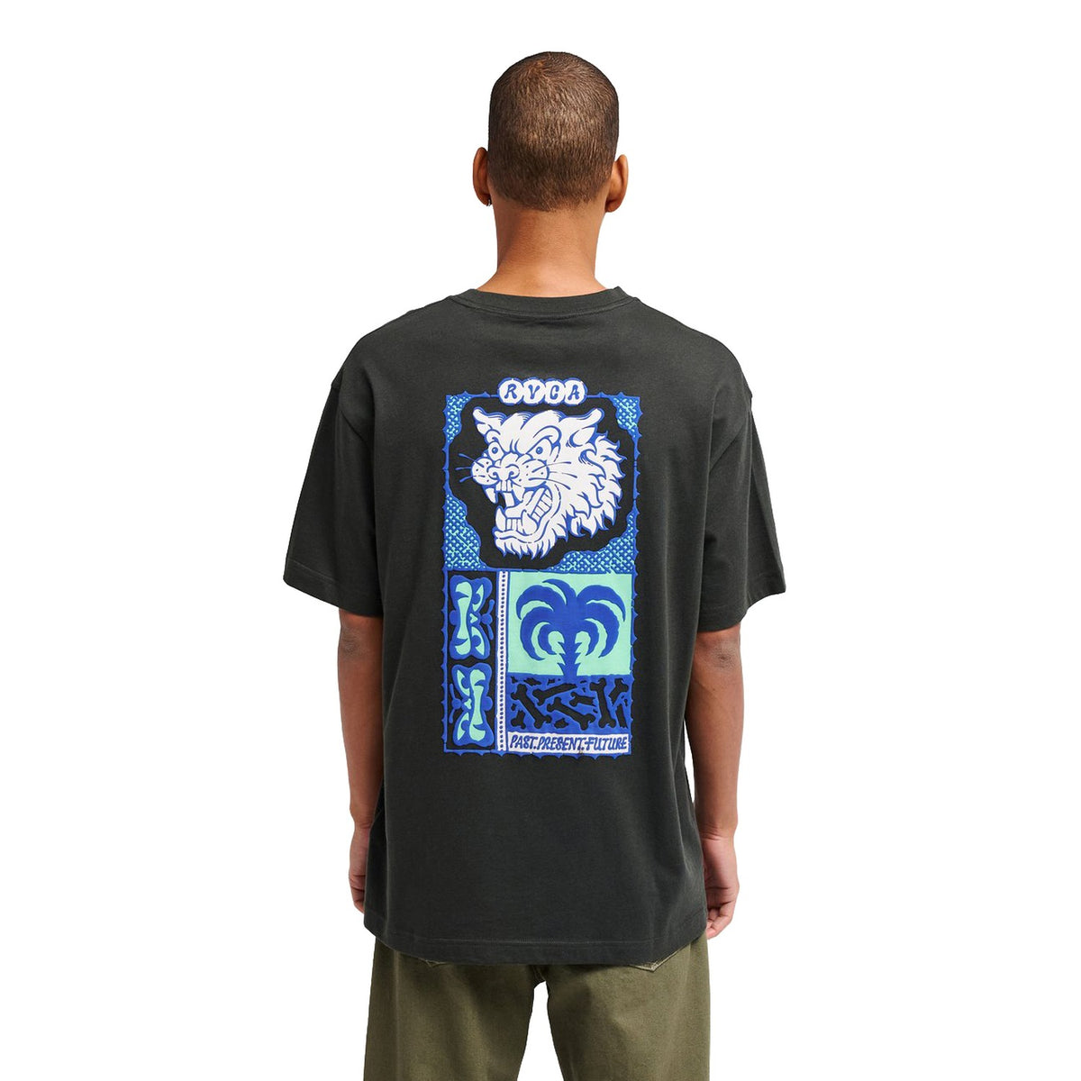 RVCA Dalas Tiger Palm Tee Pirate Black  - EVYZT00377-PTK