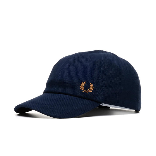 Fred Perry Classic Piqué Cap Navy/Dark Caramel  - HW6726-R63