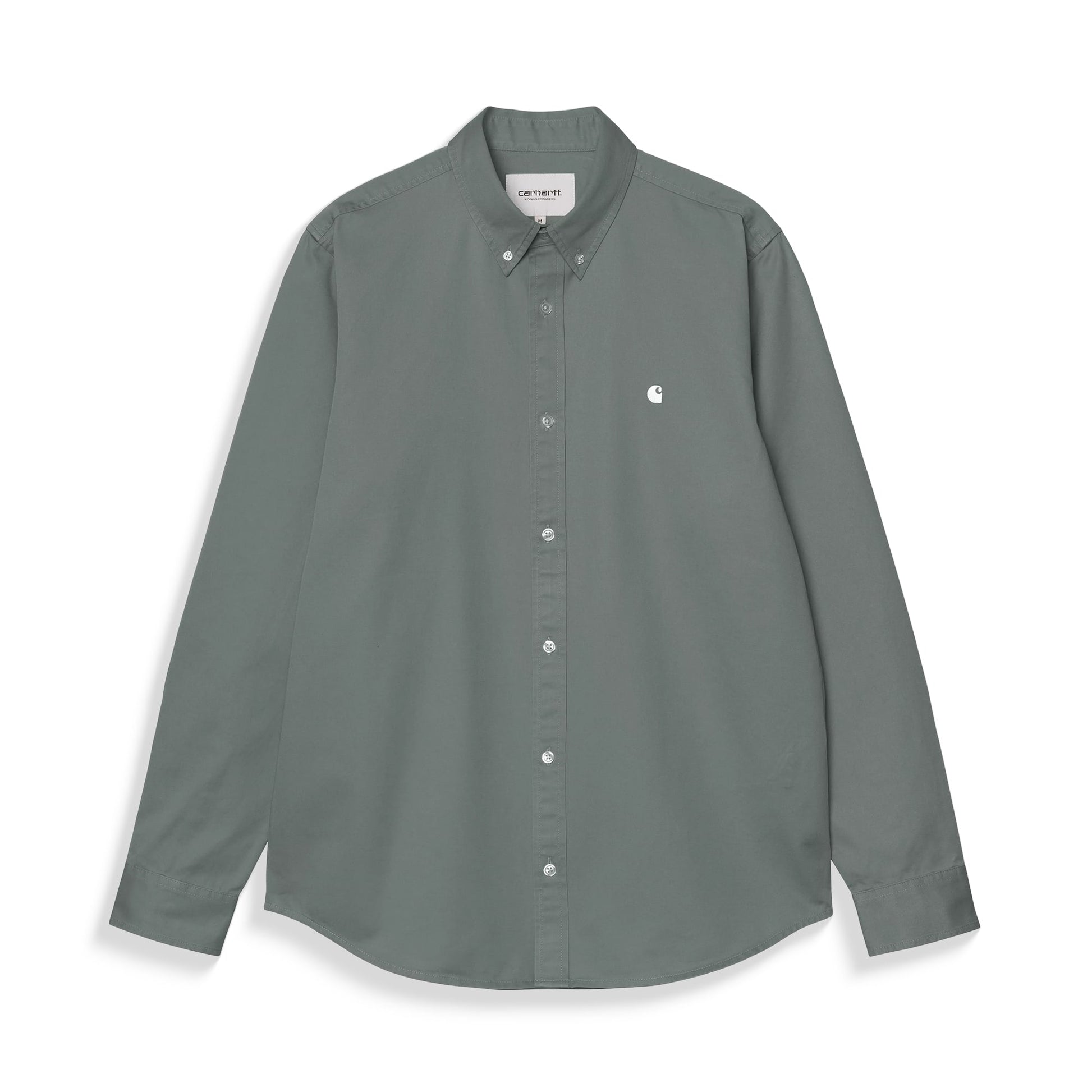 Carhartt WIP L/S Madison Shirt Velvet Green/White  - I0233393HLXX