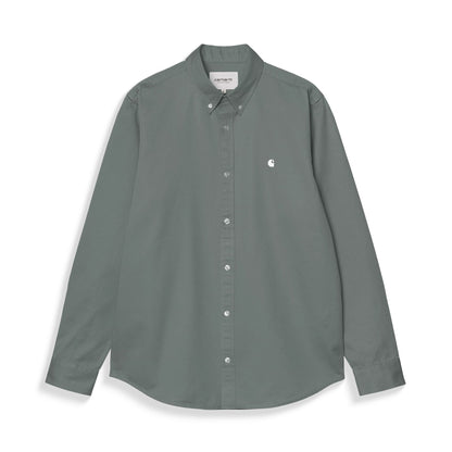 Carhartt WIP L/S Madison Shirt Velvet Green/White  - I0233393HLXX